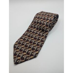 Robert Talbott Studio Mens Silk Tie Burgundy Gold Grey Geometric 3D Pattern USA